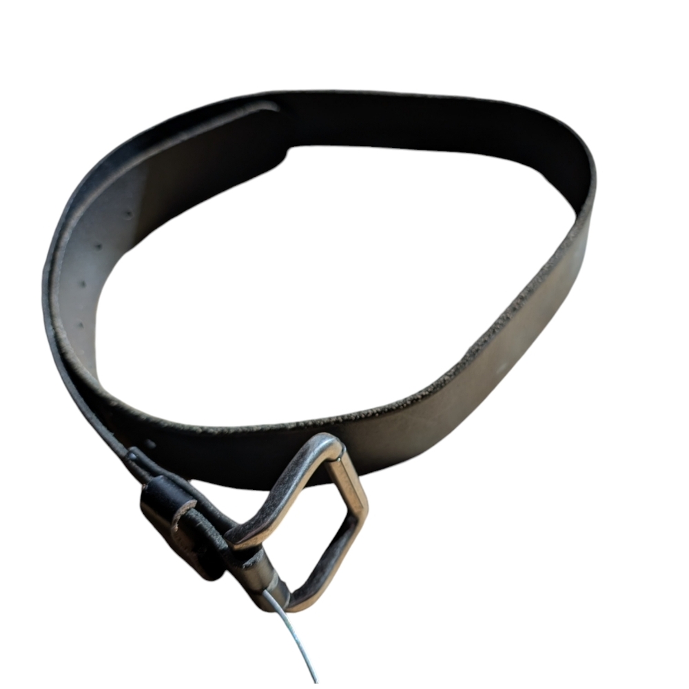 Men's Black Leather Belt With Bronze Buckle, Size 36